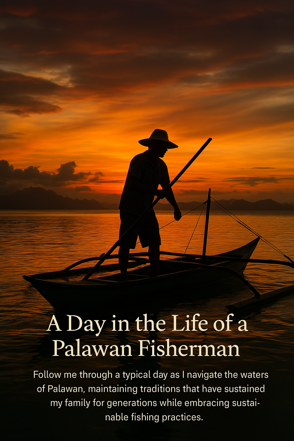 Filipino fisherman at sunset